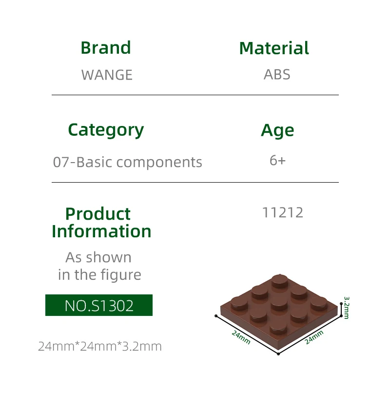 Wange 80 Teile/los 11212 3x3 Reifen Platte mit 4 Löchern Bausteine Moc Farbe Zubehör Kompatibel mit Ziegel Kinder Spielzeug Geschenk – Detail 4