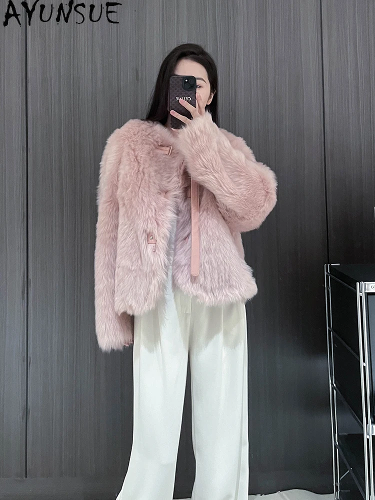 AYUNSUE 2025 Kurtka z polaru damski średniej długości luksusowe futra dla kobiet odzież wysokiej jakości nowość w odzieży wierzchniej Abrigo Mujer