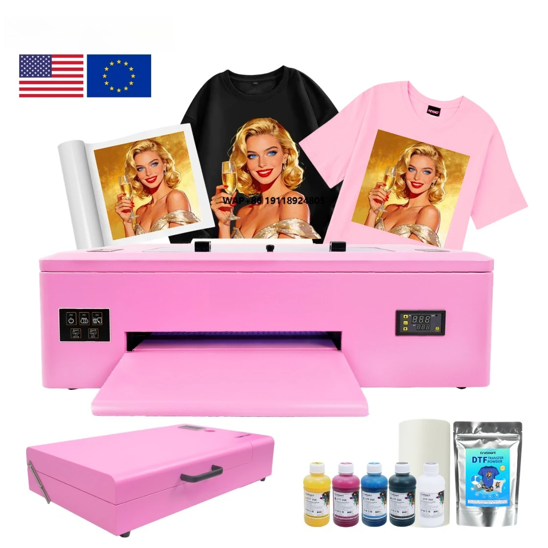 

Erasmart 13 Inch 30cm A3 1390 Pink Heat Transfer Print T-shirt Printing Machine Inkjet DTF Printer Machines for Small Business