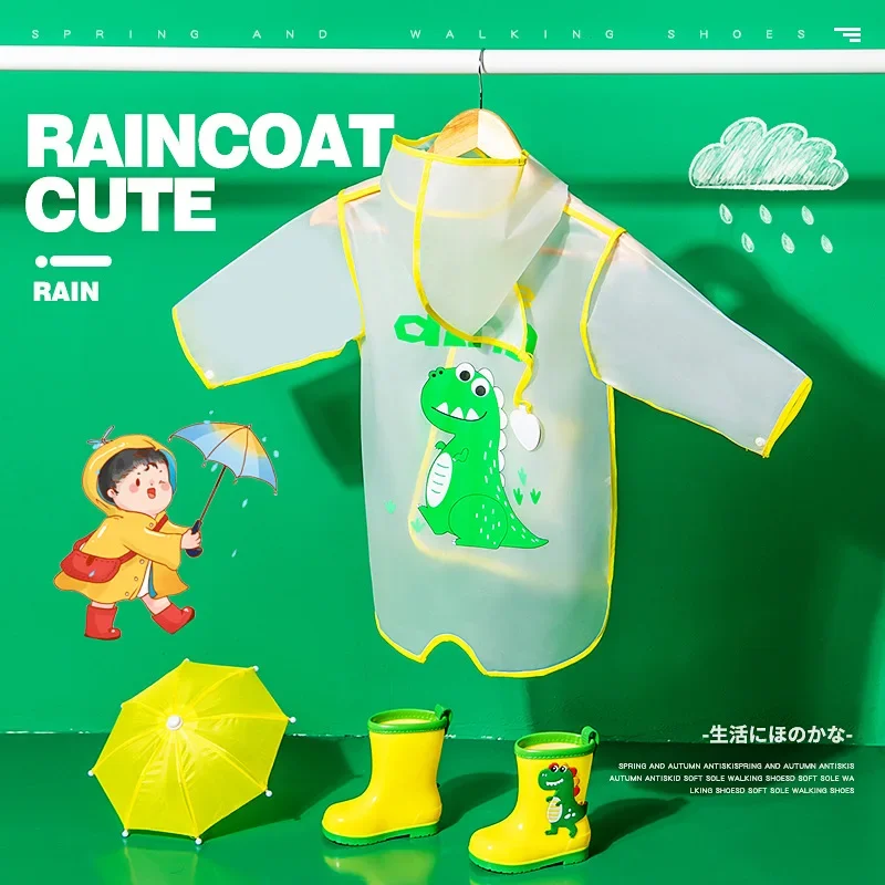 1pc Pig Father New Children\'s Raincoat Boys and Girls EVA Medium Long Children\'s Poncho Waterproof Kindergarten Poncho