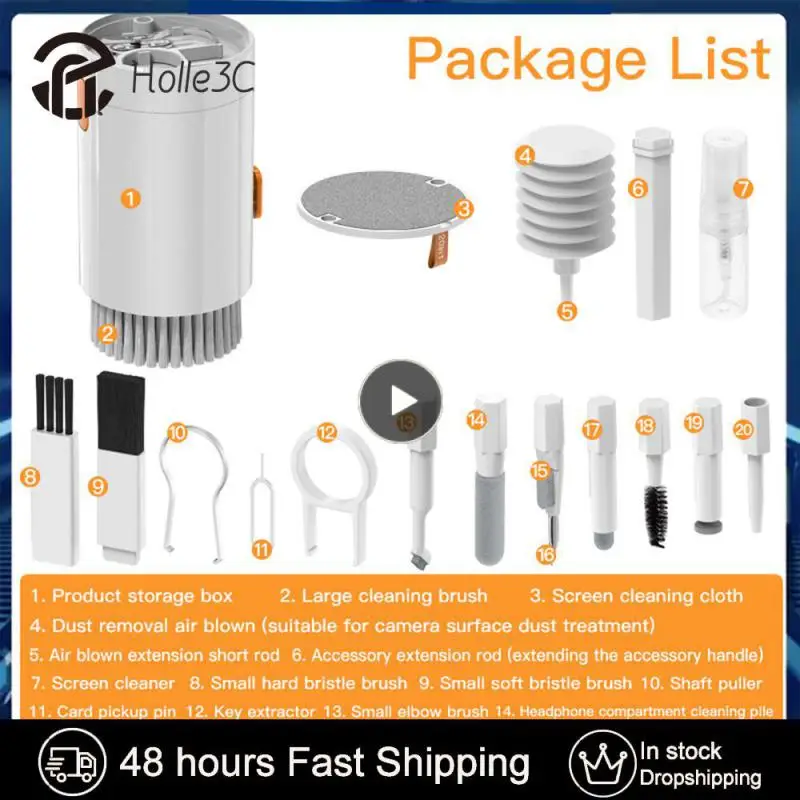 طقم فرشاة تنظيف سماعة أذن ، تخزين أسطواني متعدد الوظائف ، سهل الحمل ، تنظيف عميق ، تقليل الضوضاء ، 20 في 1