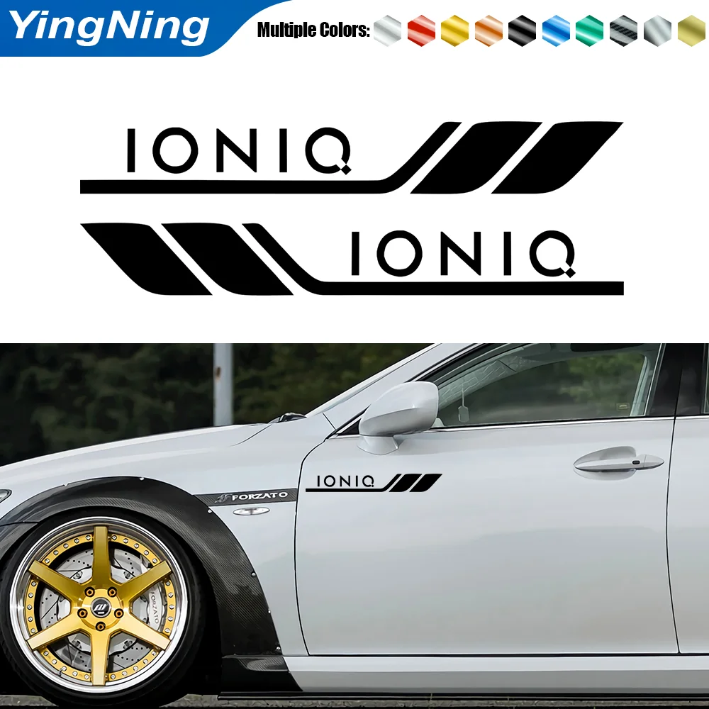

2pcs Car Badge Styling Cars Fender Side Bumper Leaf Plate Door Side Decorative Sticker For Hyundai IONIQ Auto Accessories