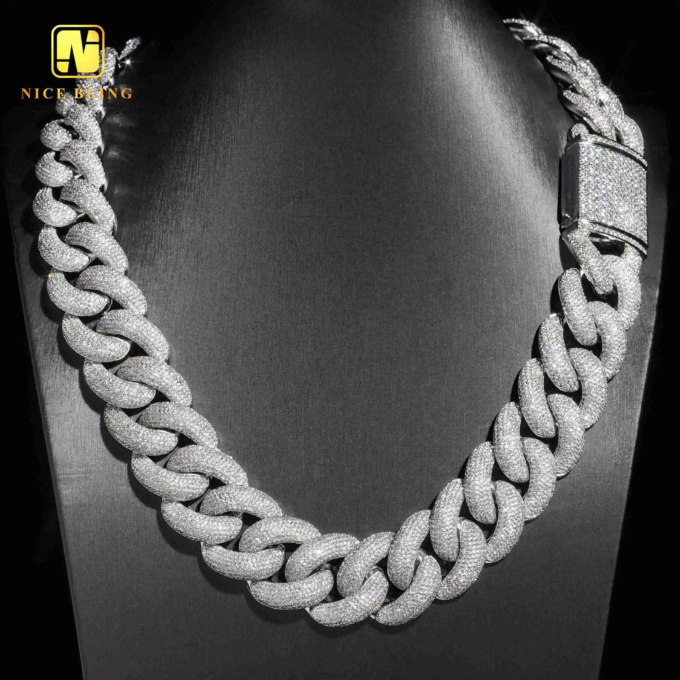 Hip Price Cheap Hop Fashion Jewelry Thick Cuban Link Chains 25mm Brass Cubic Zirconia Necklaces 18k Gold Plated for Rappers..