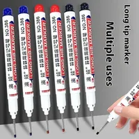 4/12 Pcs Waterproof Long Head Markers Deep Hole Marker Pen for Metal Carpenter Red/Black/Blue/Green Ink Woodworking Tools Marker