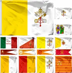 Papacy City Flag Papacy Used by Pope Clement VII, Pontifical Navy, Villa Paulus,Pala Pesaro Banner, 4X4FT,Vatican City Flag