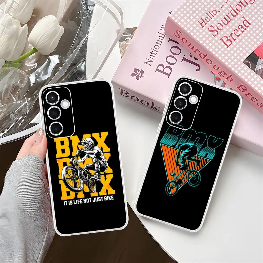 BMX MTB Bike Phone Case for Samsung Galaxy S25 S24 S23 S22 S21Plus FE Ultra Soft TPU Clear Shockproof Cover