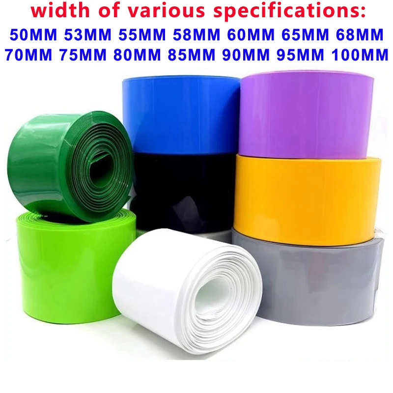 1m/lot 18650 Lithium battery outer packaging protective film 21700 26650 Battery PVC heat shrink tube insulation film