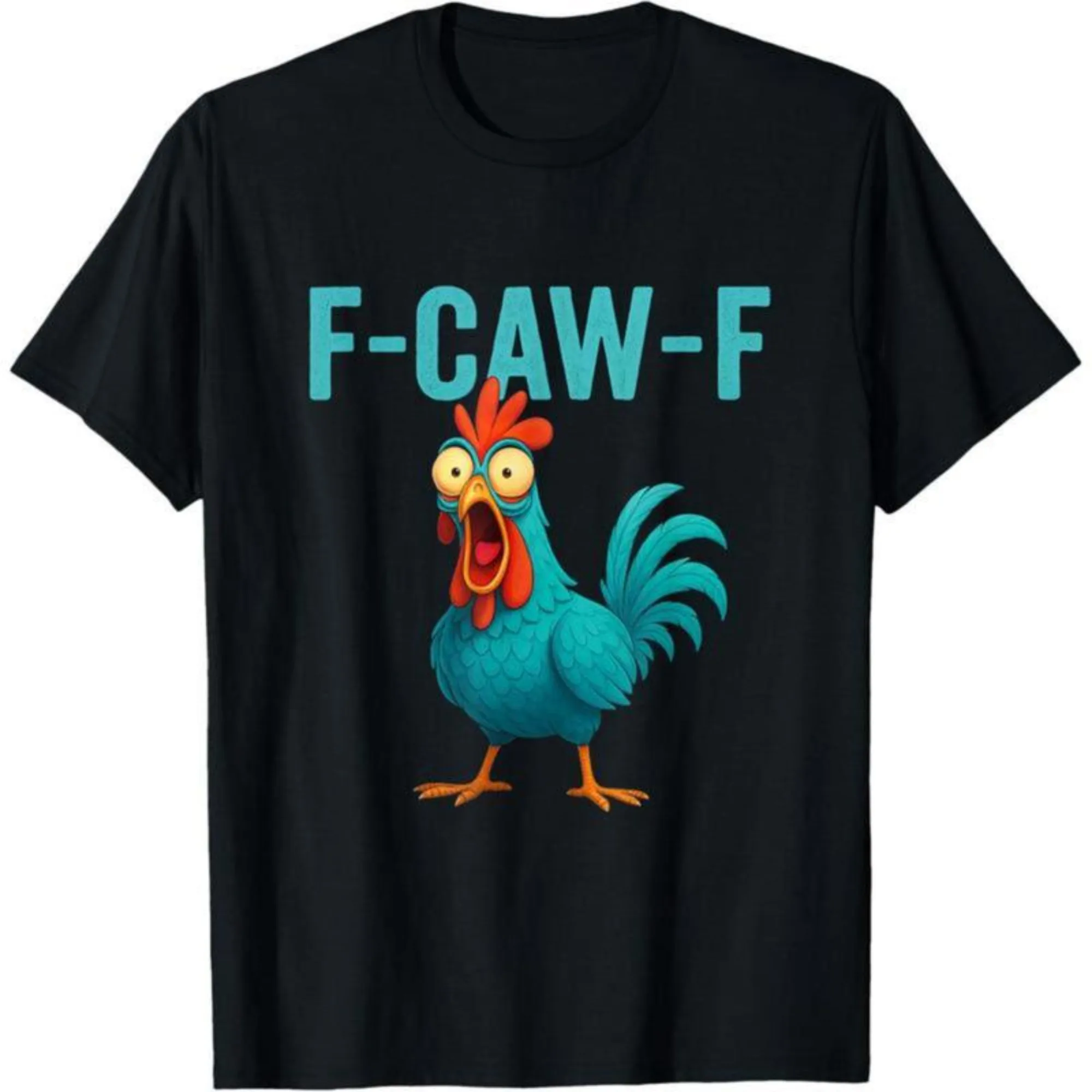 Vintage Crazy Roose Funny Crow F-CAW-F Chicken Humor T-Shirt for Women Crewneck Short Sleeve Print Unseix Summer Y2k Printed Top