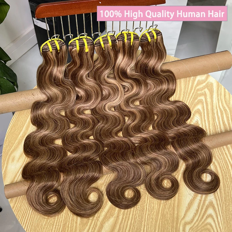 Klasa 12A P4/27 Zestawy kolorów Ombre Body Wave 100% surowe doczepy z ludzkich włosów Miodowy blond Wyróżnij pasma splotów ludzkich włosów