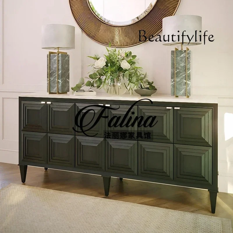 VV W American Light Luxury Door Cabinet Solid Wood High-end Living Room Against The Wall To Enter The Home Cabinet Customization