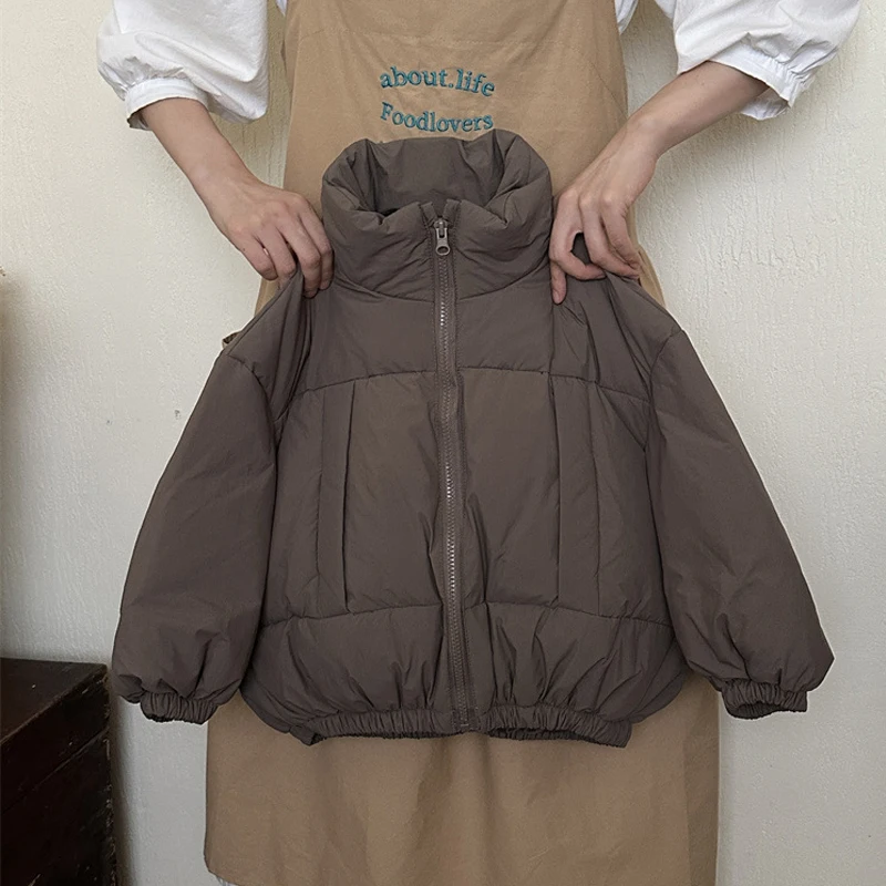 Girls Jacket Girls Jacket Winter Solid Color Thick Warm Stand Collar Zipper Bread Jacket Autumn Girls Cotton Down Snow Clothes 5