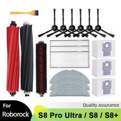 Pièces de rechange pour aspirateur robot Roborock S8, S8 Pro, Ultra, S8 +, G20, brosse latérale principale, vadrouille, filtre Hepa, sac à poussière, livres, brosse roulante