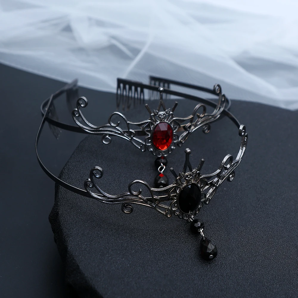 1 Stück Mode Halloween Gothic Vampir Haarkrone Kristalle Kompliziertes dunkles Fantasy-Design Perfekte mystische Cosplay-Anlässe – Detail 2