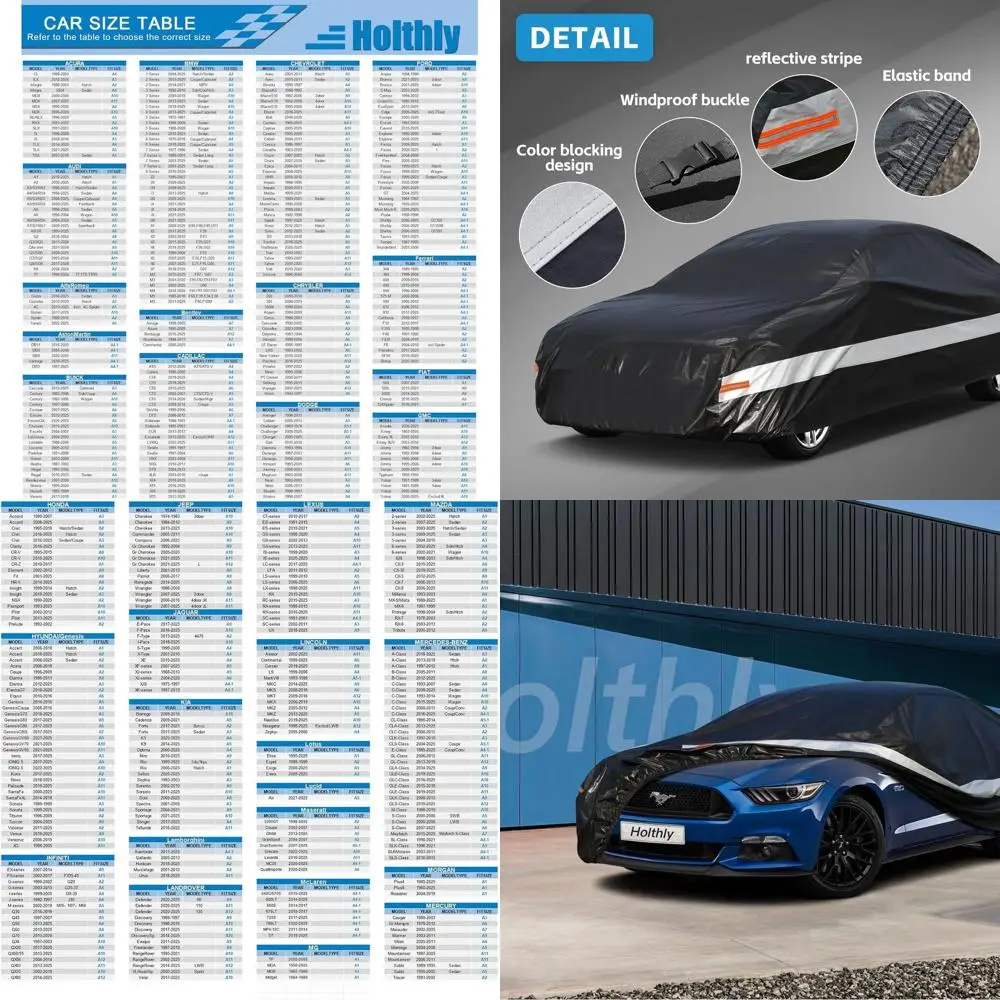 

All-Weather Waterproof 10-Layer Car Cover for Ford Mustang, Chevy Camaro, Corvette - UV, Rain, Snow Protection