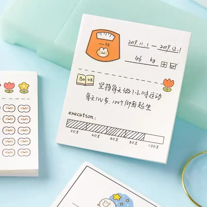 kawai Office School Supplies Cute cartoon clock in schedule memo cat handbook decoration small book N times sticky notes lovely view 4