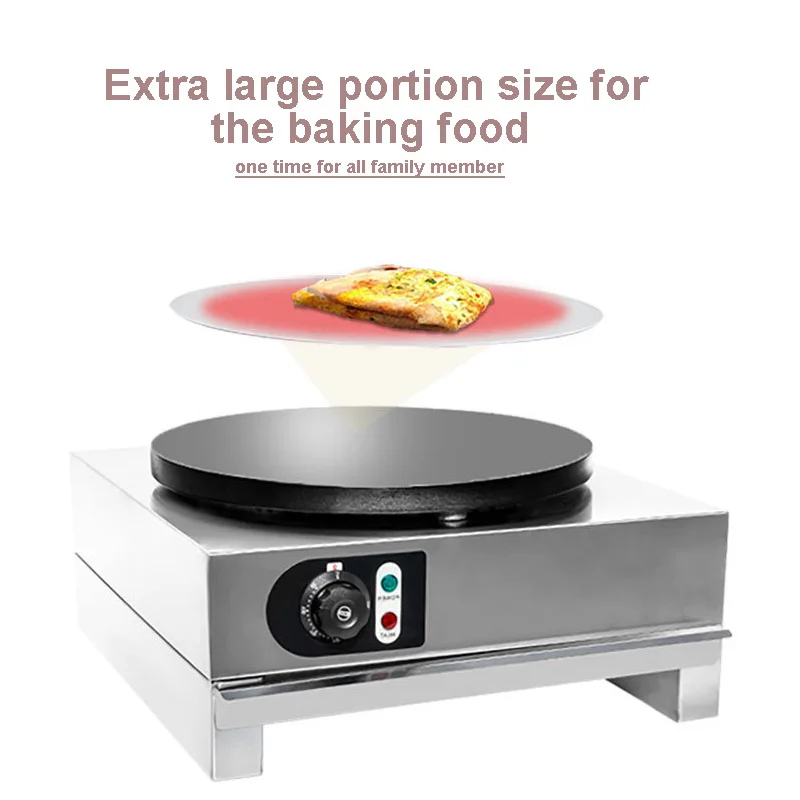 Stainless Steel Desktop Electric Crepe Maker Fast Heating Powerful Cake Pie Pastry Pizza Spring Roll Baking Pancake Machine