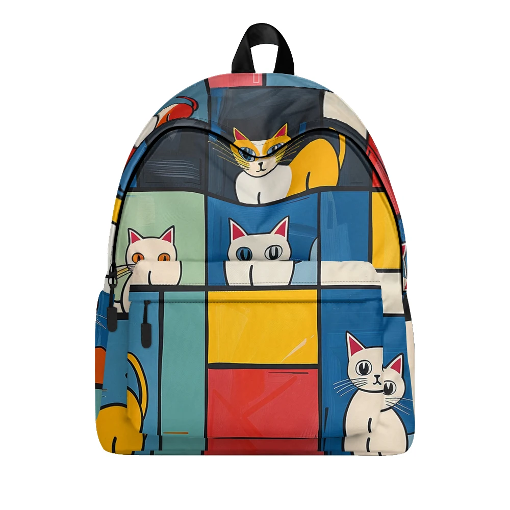 Cute Cartoon Cats Printed Backpack Pencil Bags Adjustable Straps Lightweight Durable School Bag Travel Daypack for Teens Sets