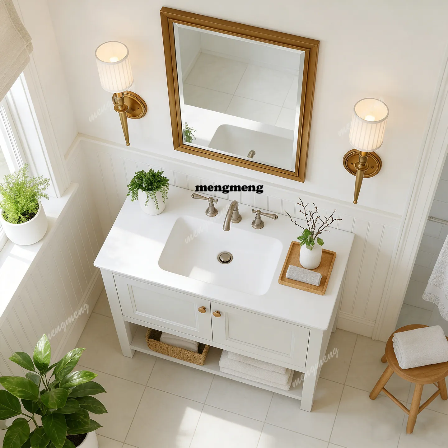 Bathroom cabinet, rock slab hot bending integrated basin, American washbasin, wash basin cabinet rubber wood paint floor cabinet