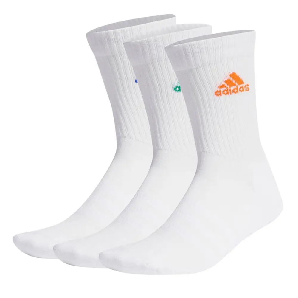 Adidas Men's and Women's Sports Socks - 3-Pack: Neon Red, Bright Blue, and Turf Green - Breathable Mid-Calf Running Socks IC1314