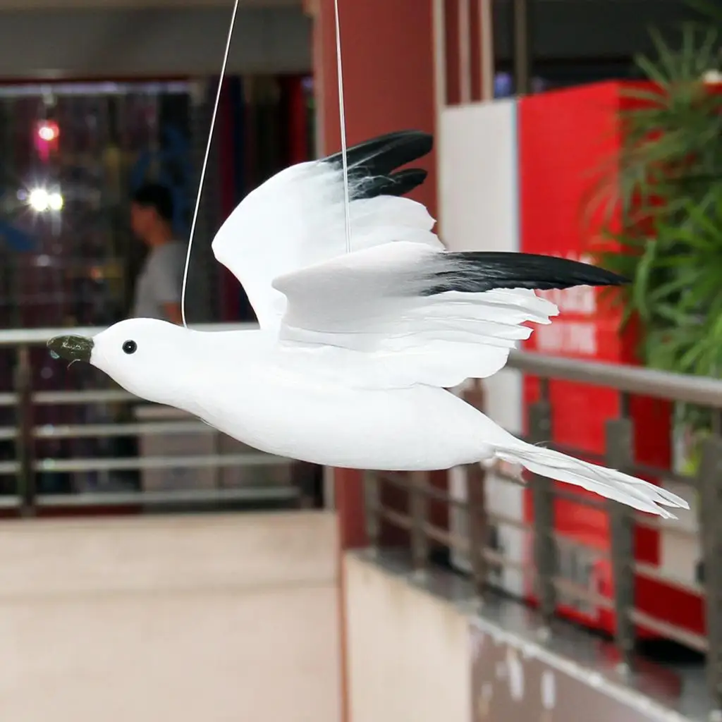 Simulated Seagull Ornament Foam Bird Decorative Animal Sculpture Lawn Ornament for Pond Decoration and Garden Decor