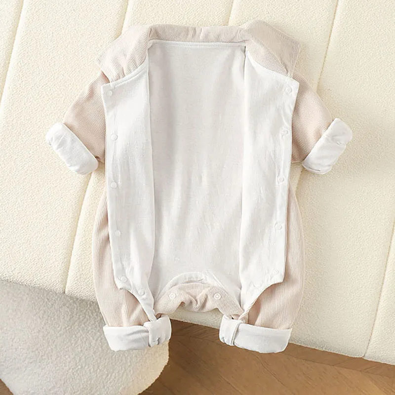 Autumn Winter Corduroy Thick Newborn Baby Rompers Casual Double Layer Soft One Piece  Jumpsuits for Baby Girls and Boys Outwear