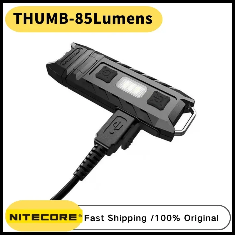 NITECORE THUMB Rechargeable Keychain Light 85Lumens 120° Thumb Corner White +Red LED Worklight