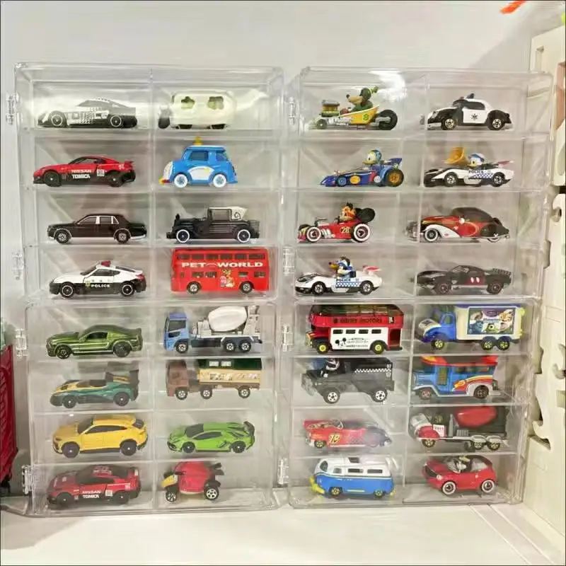 1:64 Car Model Toy Storage Box Hand Puppet Doll Jewelry Storage Rack Transparent Acrylic Dustproof Small Car Display Cabinet