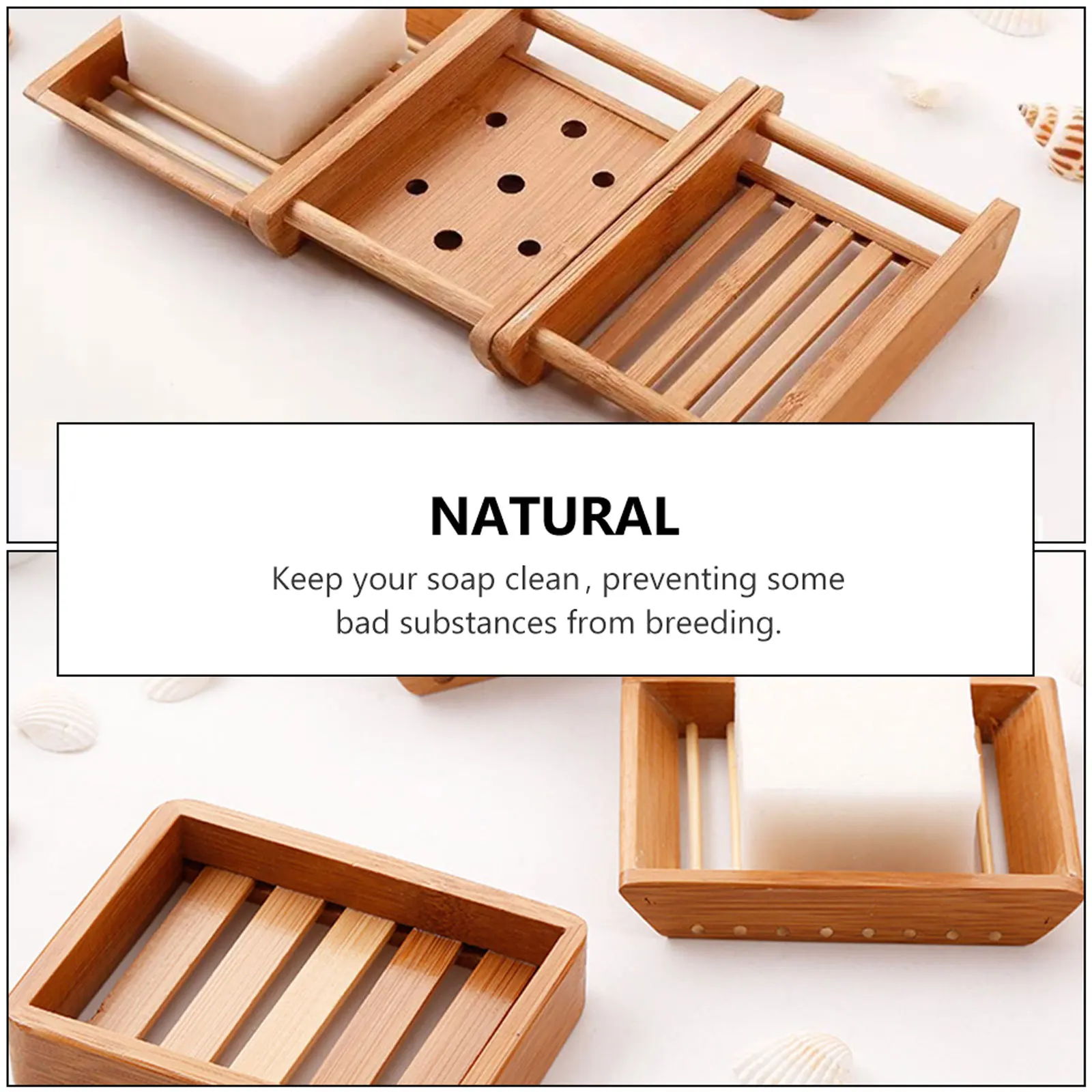 

2Pcs Bamboo Bathroom Soap Box Dish Holder Draining Soap Holder Tray for Bathroom Kitchen Travel Sturdy Dry Clean