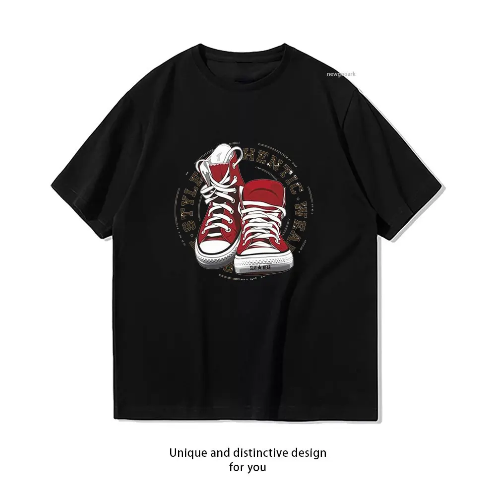 Fresh Red Sneakers Graphic T-Shirt T-Shirt Casual cotton graphic t shirts Creative streetwear Classic O-neck shirt