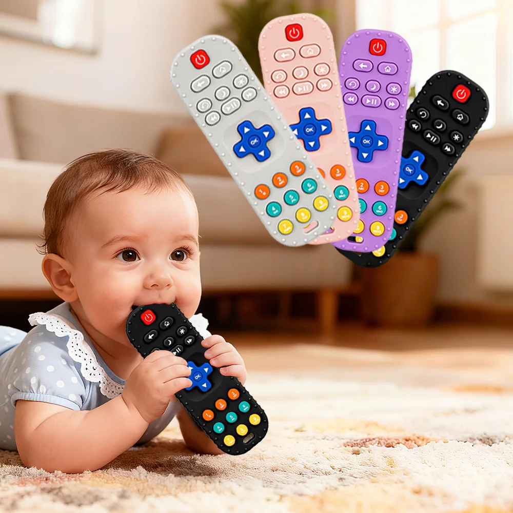 Simulated Remote Control Teether Baby Pacifier Anti-Thumb-Sucking Soothing Toy for Chewing and Stress Relief
