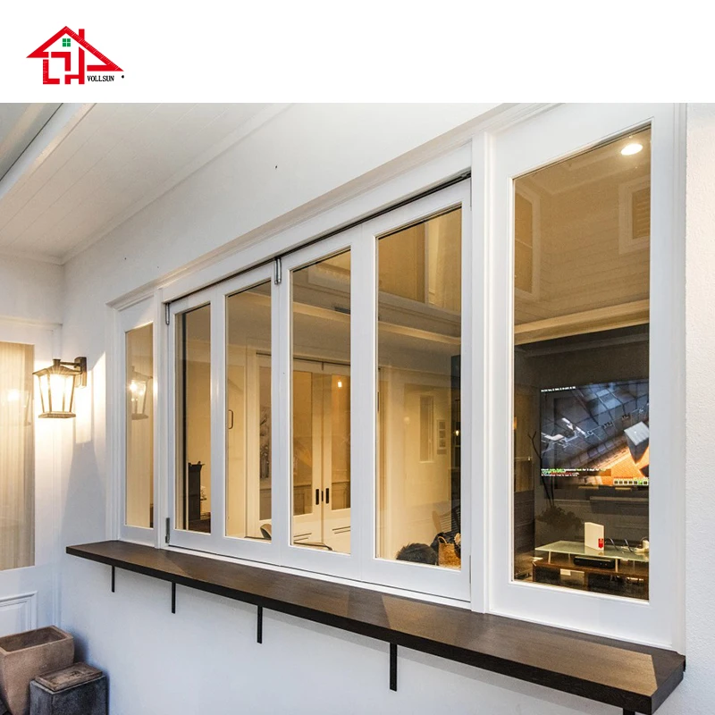 نافذة ثنائية الطي من الزجاج المقسى من الألومنيوم، نافذة أكورديون أفقية قابلة للطي مباشرة من المصنع لديكور المنزل الداخلي حسب الطلب #3
