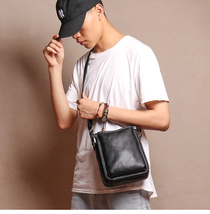 LUOKIR Fashion Echtes Leder Umhängetasche männer Casual Schulter Kleine Tasche Klassische Mehrere Fächer Rindsleder Umhängetasche – Detail 3
