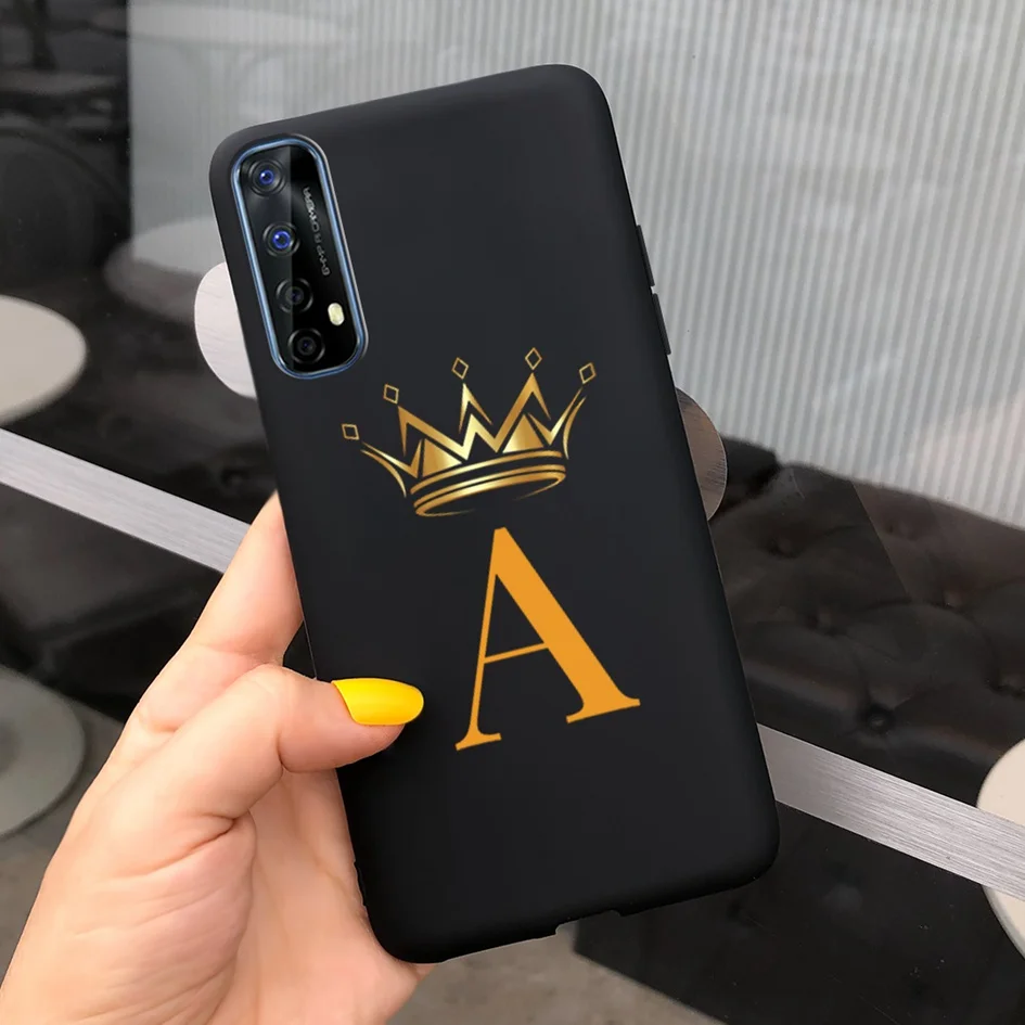 For Realme 7 5G Case RMX2111 Silicone Cover Lovely Letters Crown Shockproof Bumper For Realme 7 Pro X7 Pro RMX2155 Realme7 Funda