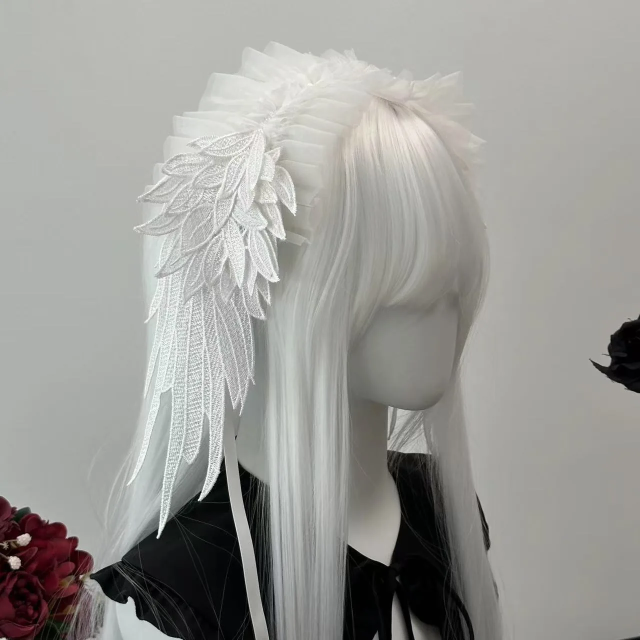 Bandeau Punk foncé, ailes d'ange noires et blanches, accessoires pour cheveux d'ange gothique, sous-culture, couvre-chef Lolita d'halloween