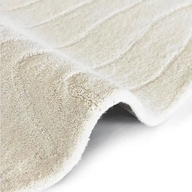 

Handwoven solid color round carpet, Japanese log style living room coffee table blanket