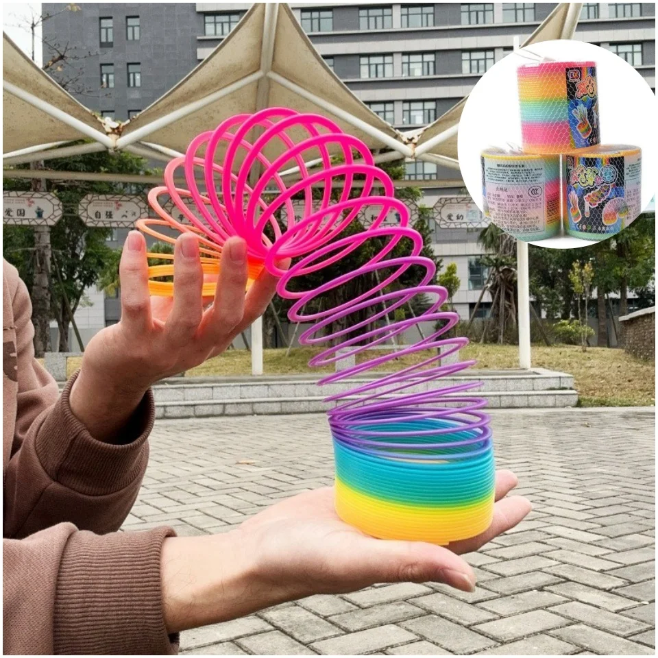 

Uaincube Fashion Colorful Rainbow Circle Folding Plastic Spring Coil Stress Relief Fidget Toys For Children Creative Educational