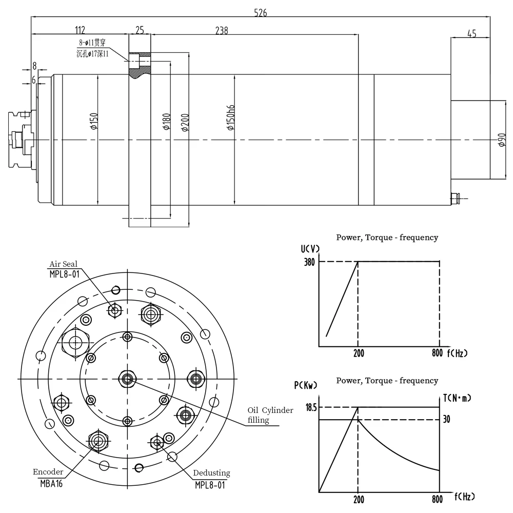 CNC Engraving Machine Best Price 18.5KW BT40 Water Cooled Metal Milling Spindle Motor For CNC Spindle Motor