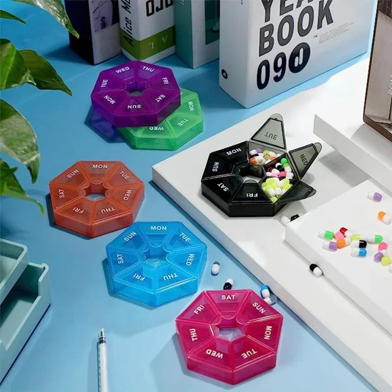 Nuova scatola per pillole da 7 giorni, porta tablet settimanale, mini piccola scatola per pillole da viaggio portatile, portapillole, contenitore per organizer