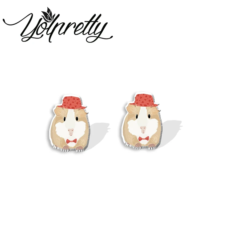 2023 Cartoon Guinea Pig Music Stars Acrylic Stud Earrings Resin Epoxy Ear Fashion Jewelry Earrings for Women Girls