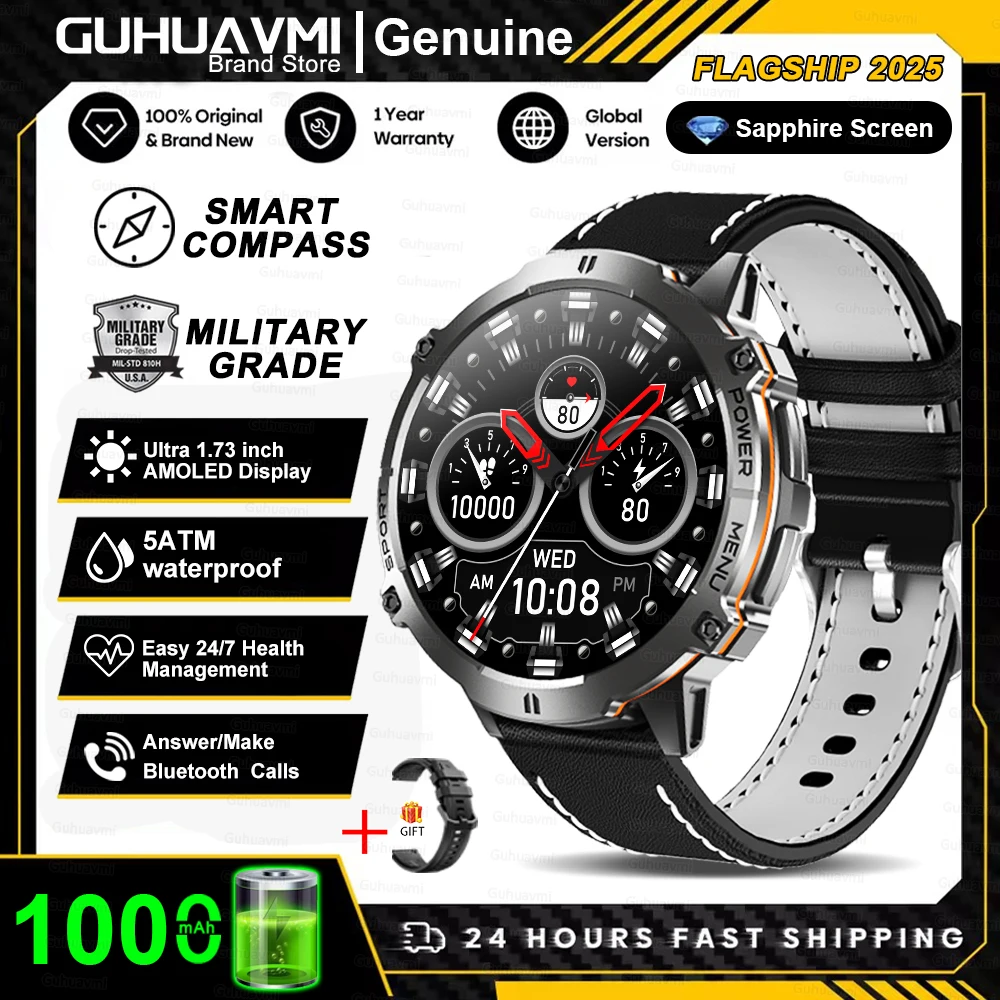 T-Rex 3 Militaire kwaliteit 1000 mAh batterij Smart Watch 10ATM Waterdicht GPS Kompas Hoogtemeter Oproep AMOLED Mannen Zwemmen Sport Smartwatch
