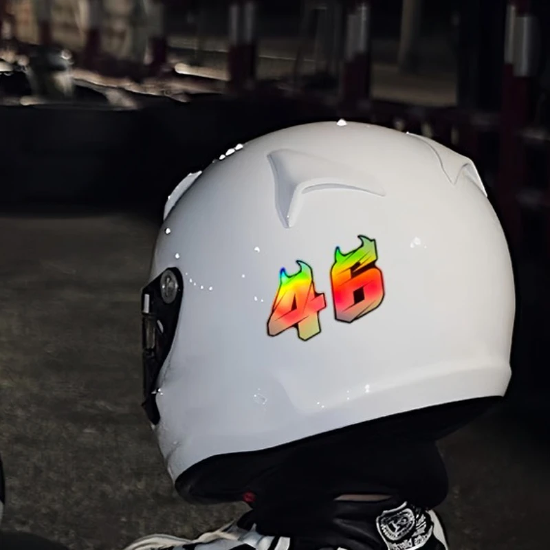 1pc Devil Laser Motorcycle Number Sticker Self-Adhesive (Waterproof)Rainbow Fluorescent High-Adhesion Vinyl Create Customization
