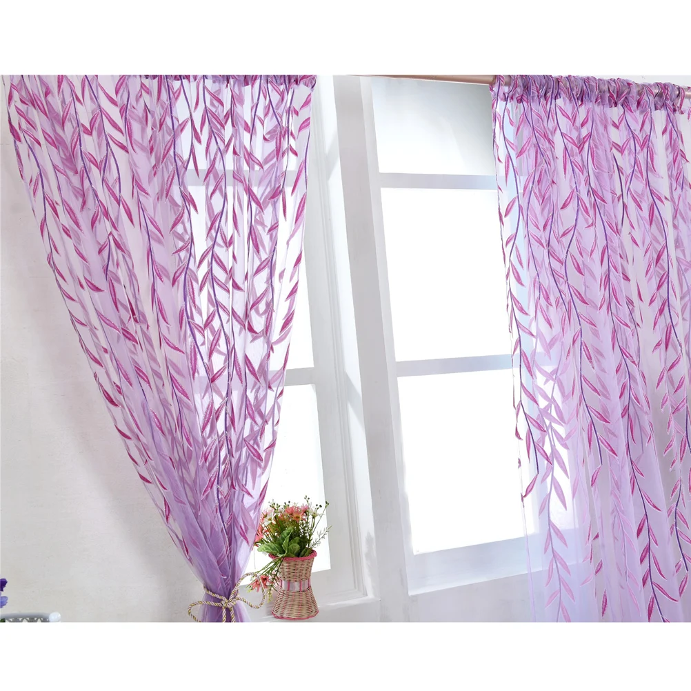 

Transparent Tulle Window Sheer Curtains Rod Pocket Voile Screen Home Decoration Wicker Pattern Bedroom Living Room
