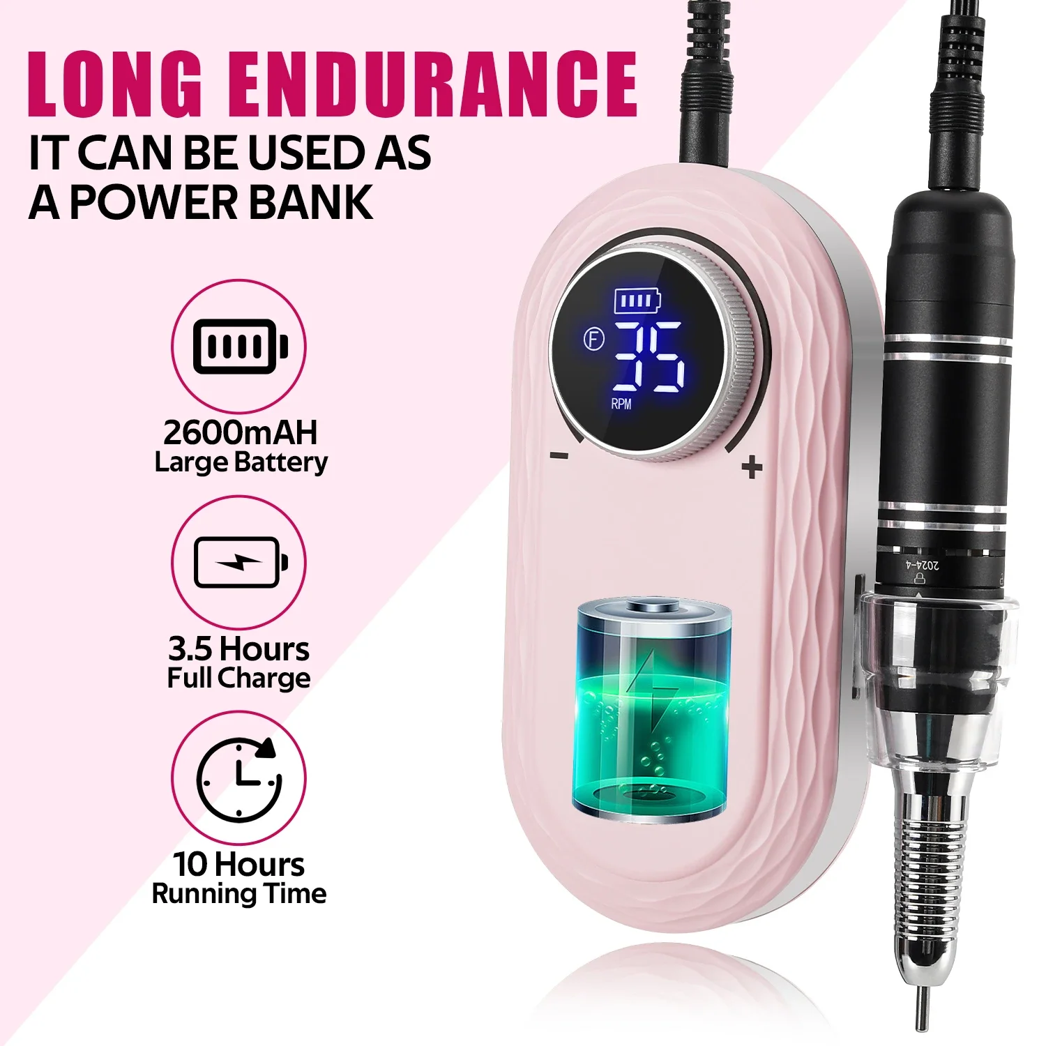 35000RPM Rechargeable Electric Nail Drill Machine With USB Connector Nail Polish Remover Drill Set Manicure Sander Low Noise