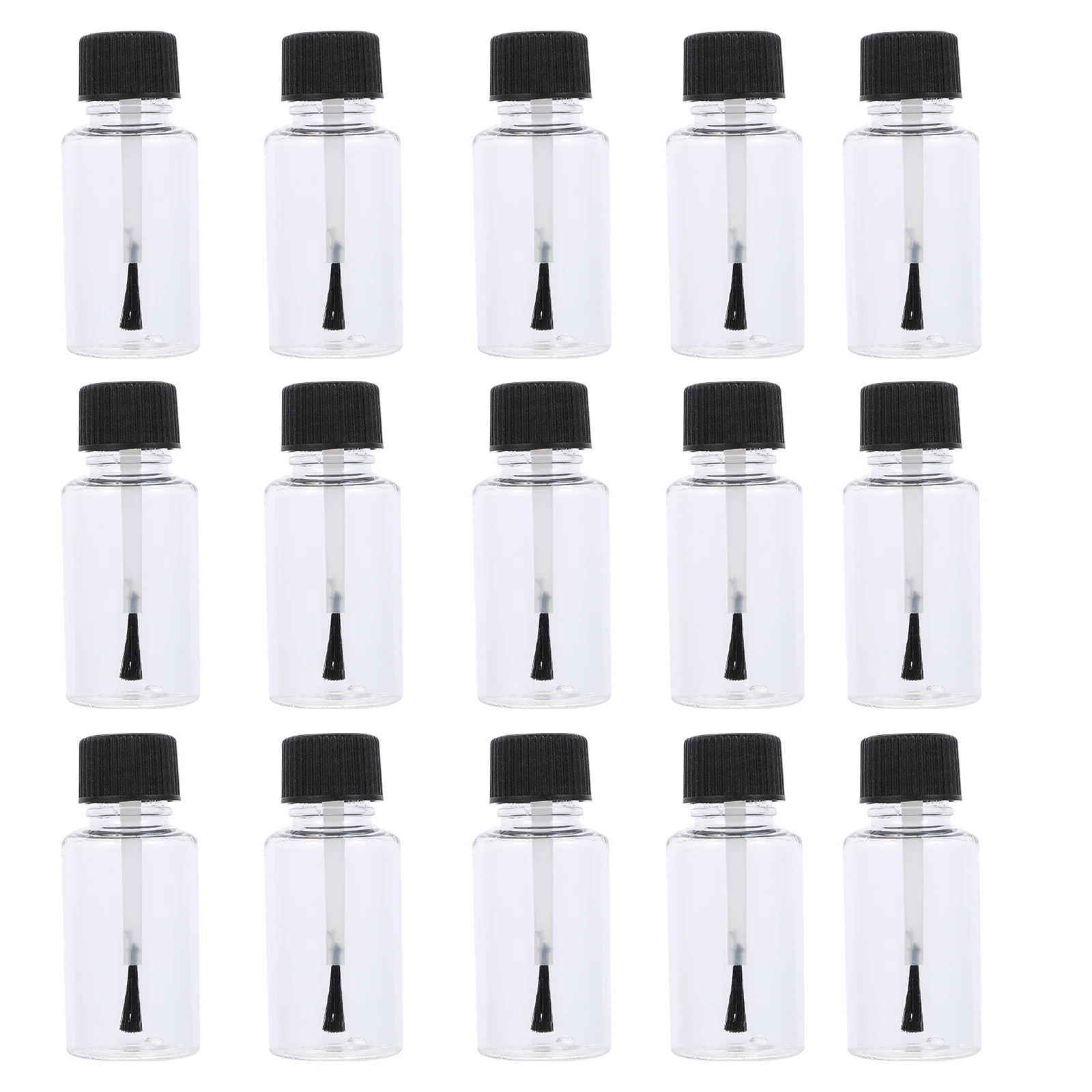 

20pcs Empty Nail Polish Bottles Black Cap PET Plastic DIY Refillable Nail Polish Bottle Supplies Refillable Containers