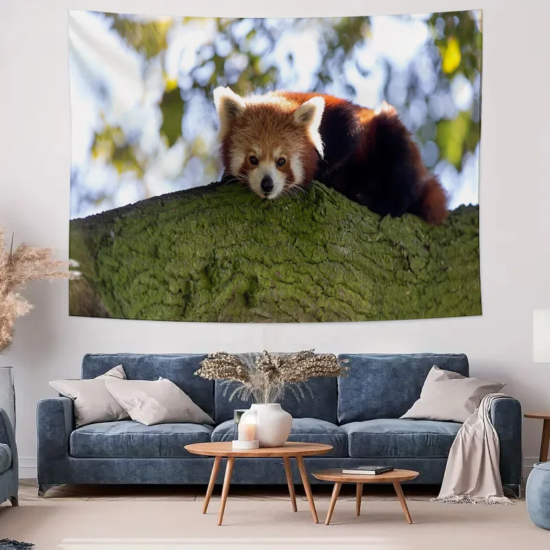 Red Panda Animal Tree Nature Wildlife Wall Tapestry Machine Washable All Season Decor Art Print Nature Design Home Elevate Space