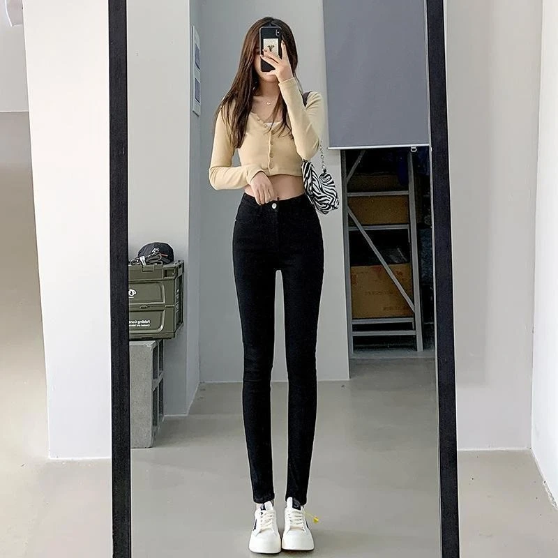 Euro Style Women's Tight High Waist Slim Fit Denim Jeans Cropped Stretchy Skinny Bodycon New Fashion Trendy Arrival