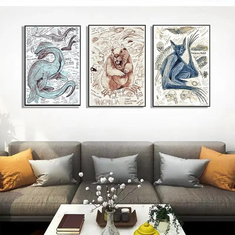 Cartoon Mythical Creature Poster Harajuku Cafe Home Decoration Art Picture For Drawing Core Wall Art For Home Bar Decor Posters