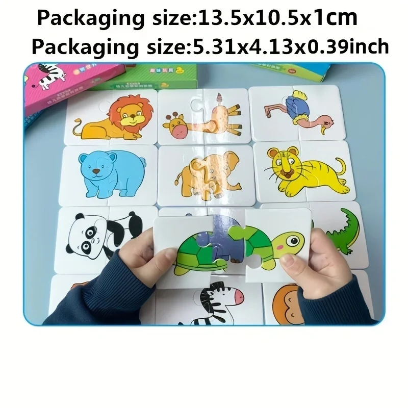 32 Pz/scatola Animale Corrispondenza Puzzle Giocattoli Immagine Lingua Cognizione Carte Per Bambini Accoppiamento Gioco Apprendimento Giocattolo Educativo Regali Per Bambini