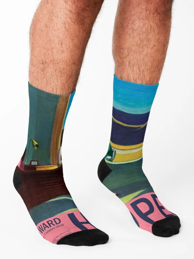 Edward Hopper - Western Motel - Minimalist Exhibition Art Poster Socks happy Children's Novelties Socks For Girls Men's