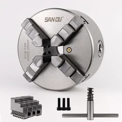 K12-125/130/160/200/250(4.92/5.12/6.3/7.87/9.84ft) 4 Jaw Self-Centering Lathe Manual Chuck For Mechanical Lathe For Wood Process